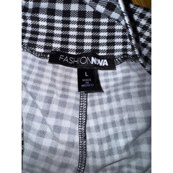 Fashion Nova Black & White Gingham Two-Piece Set Crop Top Pants Large Sexy Cute - Picture 9 of 11